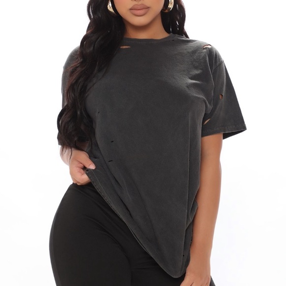 Falling on hard times distressed T shirt - Black - Picture 1 of 8